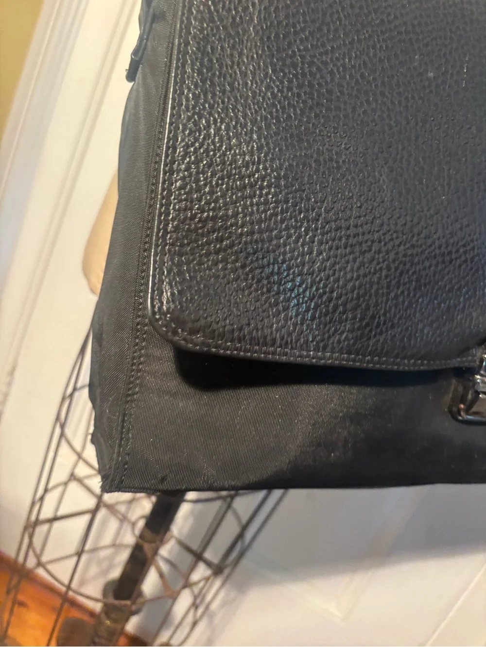 A Vintage Leather & Nylon Emporio Armani Messenger Crossbody Bag